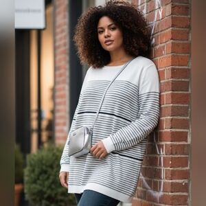 2/25$ Lily Morgan Striped Tunic Sweater - Oversized Knit -plus size 1X